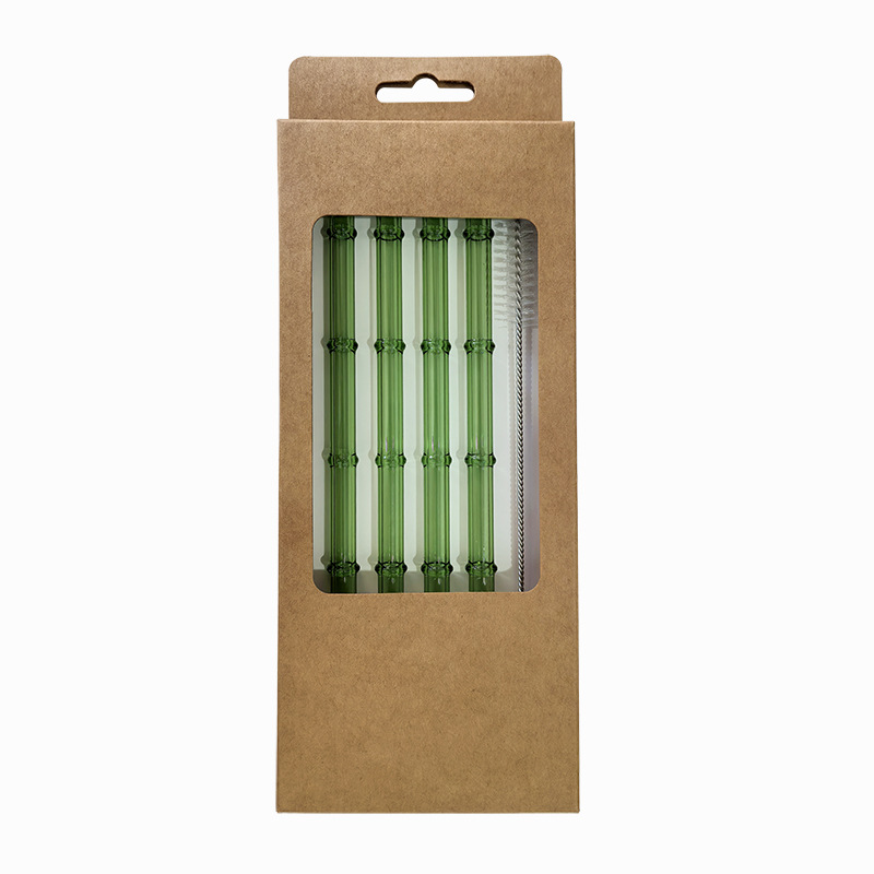 Reusable Bamboo Shaped Glass Straws